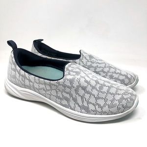 Vionic Mesh Slip-On Sneakers in White and Navy